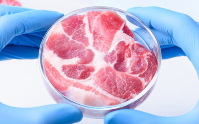 meat and blue gloves